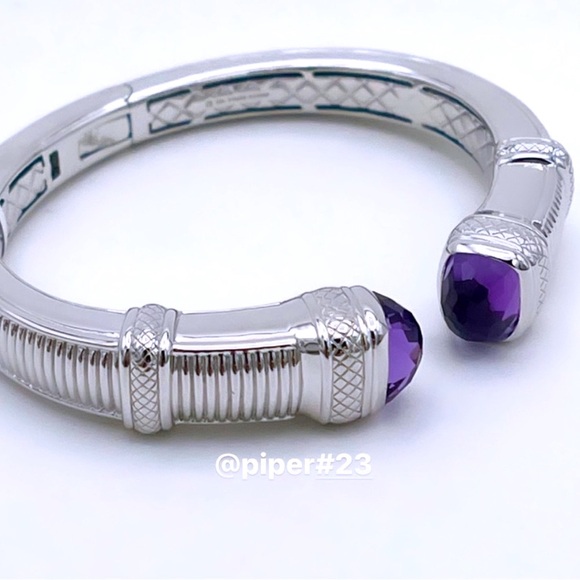 NWT Judith Ripka Cassandre Hinged Sterling Silver Cuff with Amethyst Gemstones - Picture 3 of 16